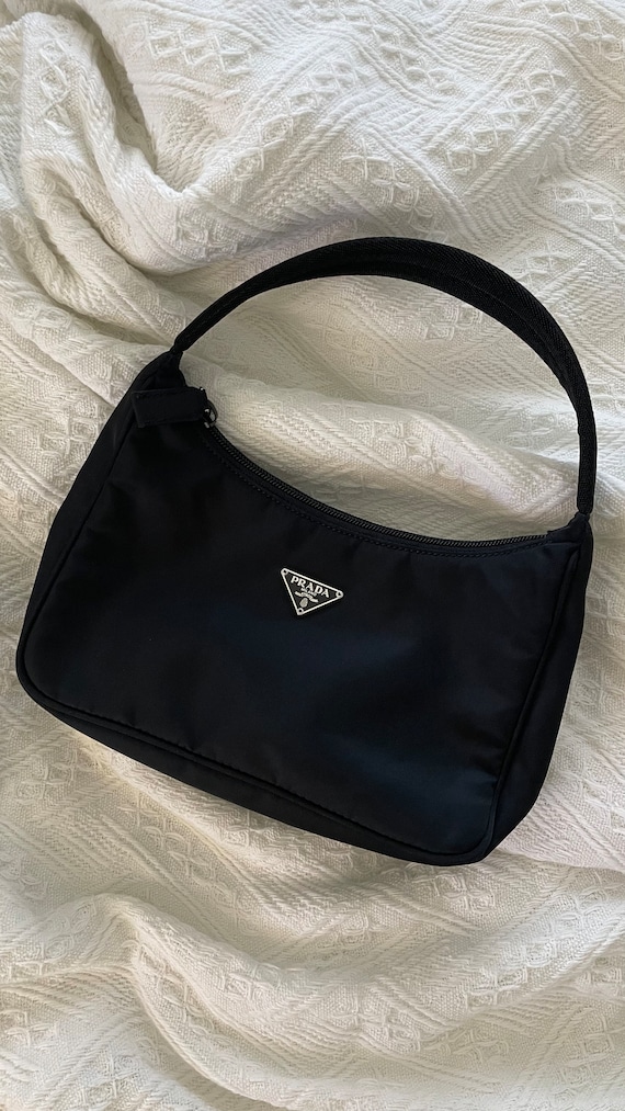 Prada Black Tessuto Nylon Tote Bag Vintage. - Gem