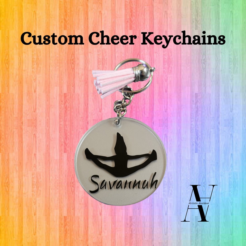 20 Pcs Cheerleader Acrylic Keychain Cheerleading Inspirational Quote  Keychain Motivational Cheer Keychain Circle Round Cheer Key Chains Bulk for