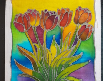 Batik Painting (Malaysian) Flowers Tulips