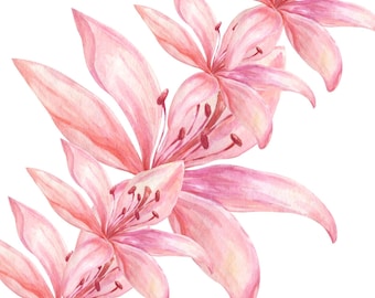 wall art, Digital art, Printable Art, Lily flowers, Home and Kitchen Art, Lily , Designed Flowers, Printable Gift,