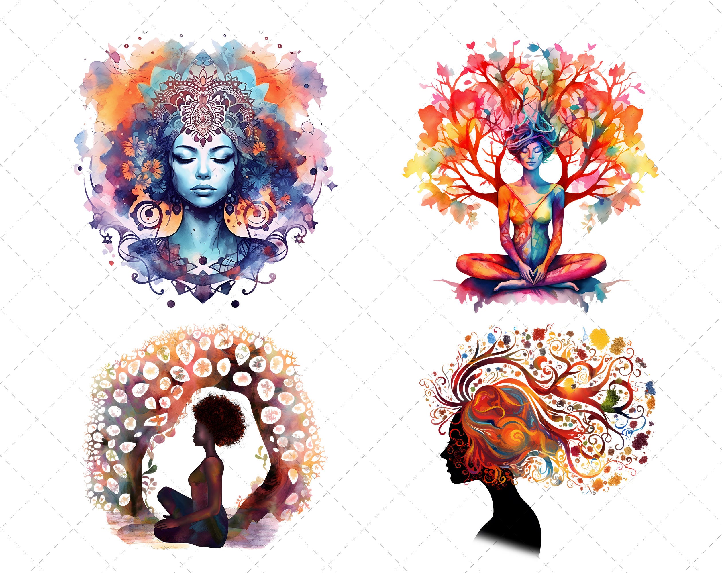Spiritual Woman Meditation Transparent Clipart PNG Bundle Spiritual Woman Meditation Transparent Clipart PNG Bundle
