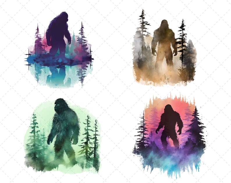 Bigfoot Watercolor Clipart Vol 2, Mythical Bigfoot Transparent Png ...