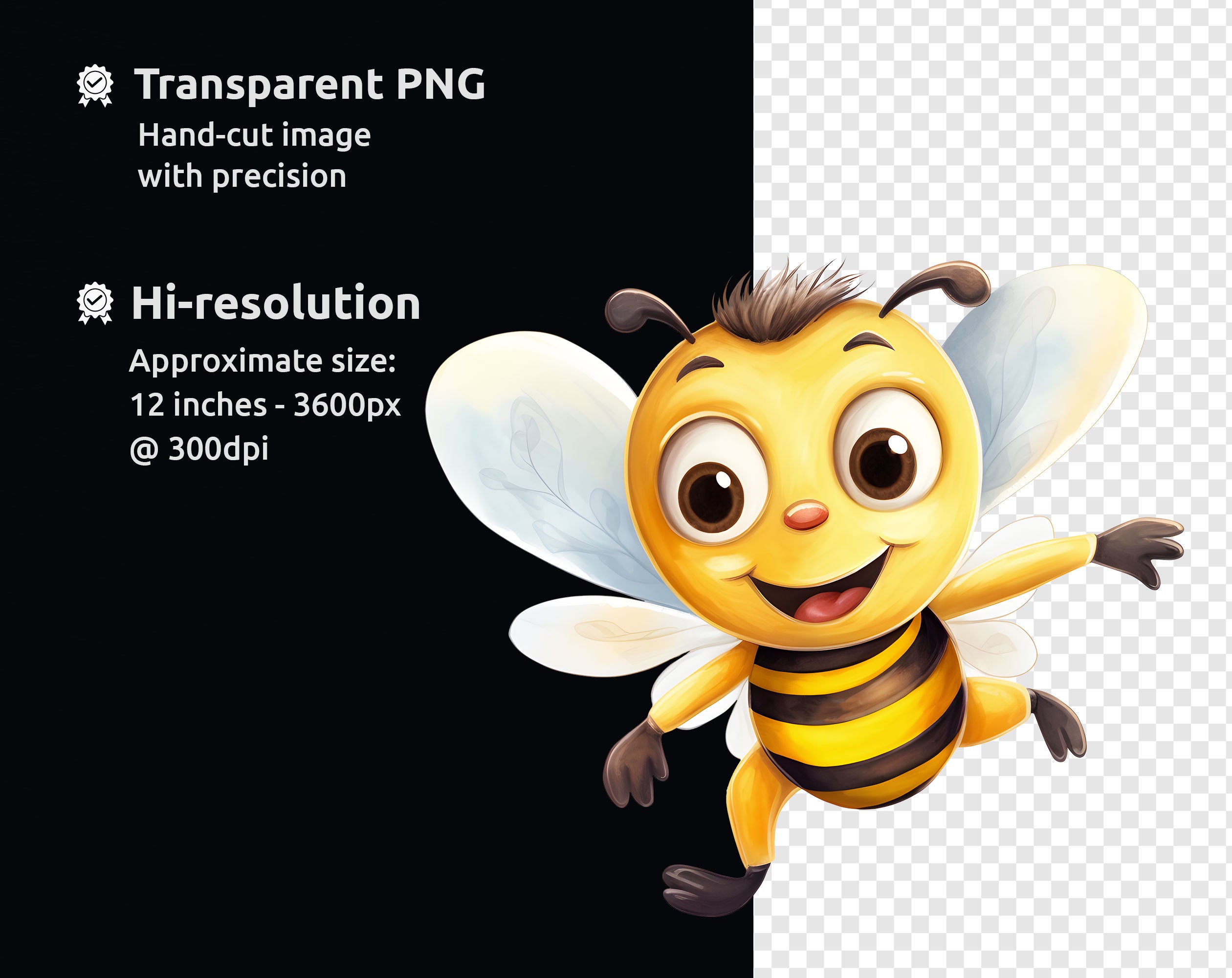 Cute Cartoon Bee Watercolor Clipart MEGAPACK, Honey Bee Clipart Png