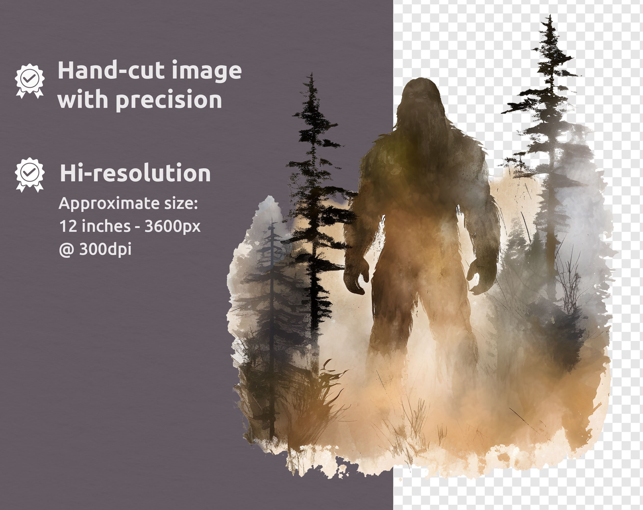 Bigfoot Watercolor Clipart Vol 2, Mythical Bigfoot Transparent Png ...