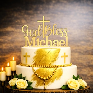 Personalized Baptism, Christening, First Confirmation, Communion, and more, Personalized Faith-Inspired Cake Toppers