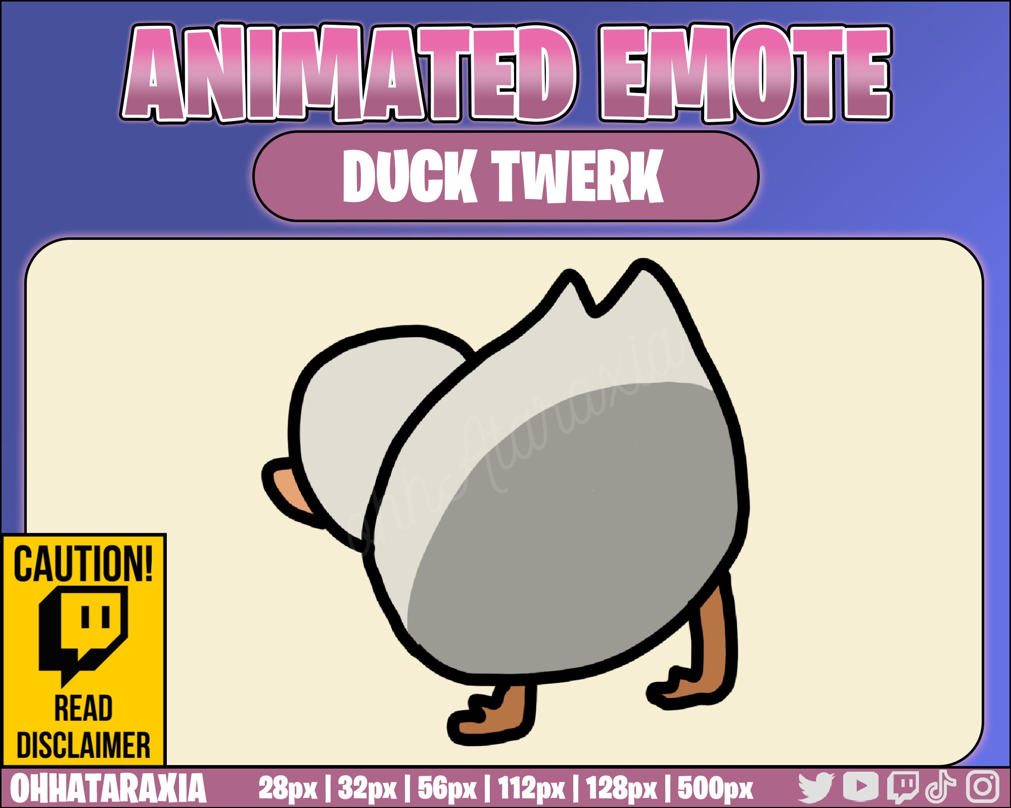 Animated Emote/Alert - WHITE Duck / Goose / Chick - Instant Download - Ready to Use!