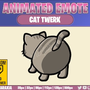 Animated Emote/Alert - GRAY TABBY Cat Twerk - Instant Download - Ready to Use!