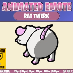 Geanimeerde Emote/Alert - WITTE Rat/Muis Twerk - Direct downloaden - Klaar voor gebruik!