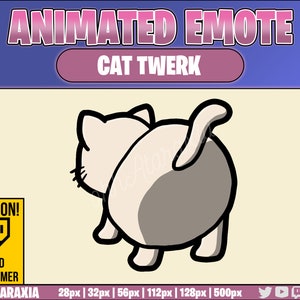 Animated Emote/Alert - WHITE Cat Twerk - Instant Download - Ready to Use!