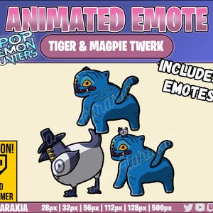 Animated Emote/Alert - Tiger and Magpie Twerk 3 Emote Pack - Instant Download - Ready to Use!