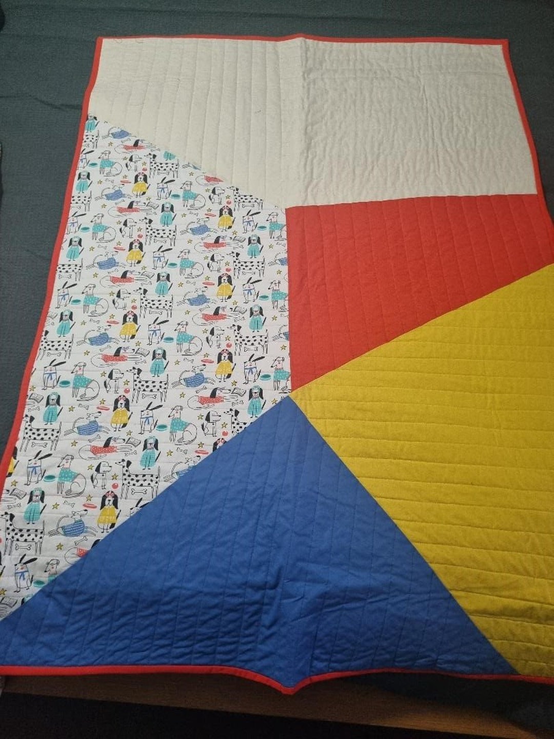 Baby Cot Quilt/blanket/play Mat Modern Patchwork Primary Colours. 100