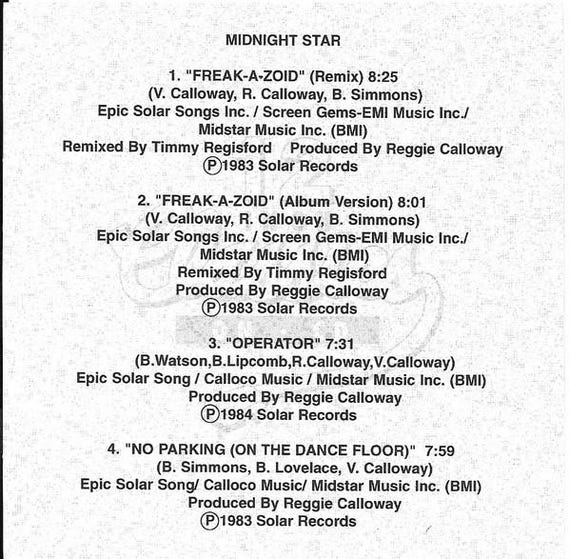 Midnight Star – Freak-a-zoid / Operator / No Parking (on the Dance