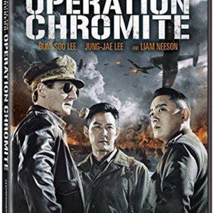 May include: DVD case for the film "Battle for Incheon: Operation Chromite." The cover features three men in military attire, with the title in large white letters. The tagline reads, "A handsomely mounted piece of filmmaking."