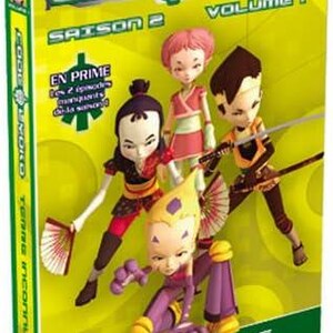 Puede incluir: Caja de DVD de "Code Lyoko: Temporada 2, Volumen 1". La portada muestra personajes animados sobre un fondo amarillo. El texto incluye "Terre Inconnue" y "2 DVD".
