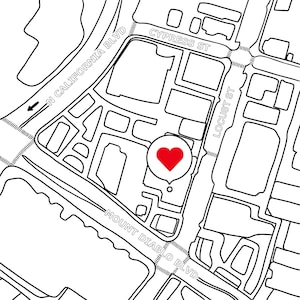 Where We Met, Custom Map, Our First Home, Wedding Spot Map, City Map Print, Location/Map - One Line Drawing from digital photo