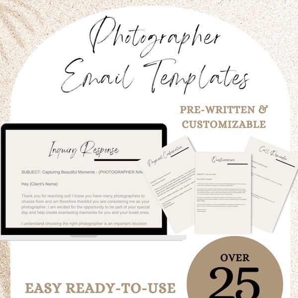 Wedding Photographer Pre-Written Email Templates BUNDLE| Photography Workflow | Inquiry Sequence | Appointment Schedule | Invoice Series