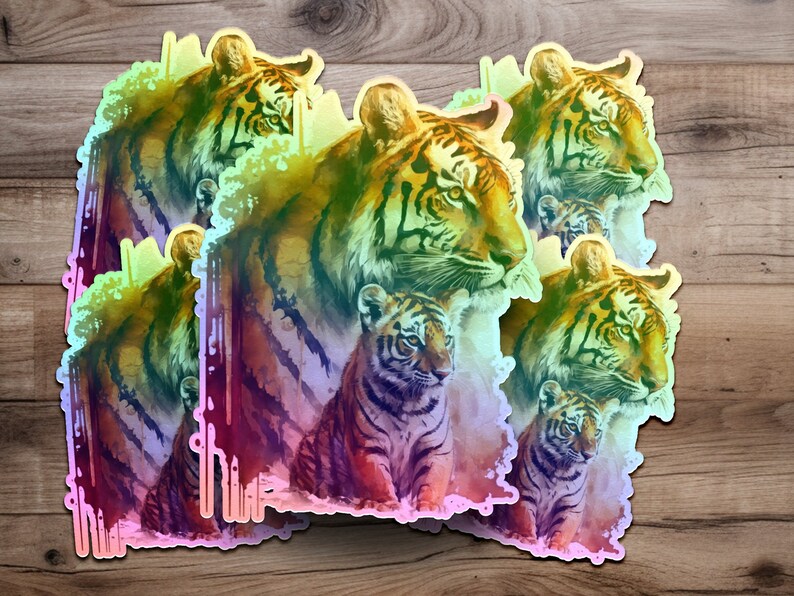 Tiger Sticker Mini Tiger Label Cute Animal Decal Forest Etsy