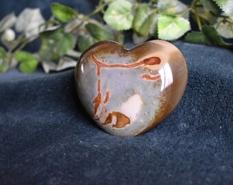Polychrome Jasper / Desert Jasper Heart Palm Stone