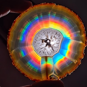 114.50 Cts Rare Rainbow Iris Agate Slice – Colorful Indonesian Crystal for Collectors & Spiritual Energy Work, Gift for Her