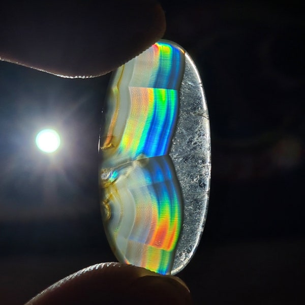 Amazing Iris Rainbow Agate Cabochon | Rainbow Iris Agate Pearshape