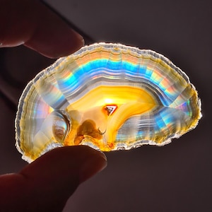 47.30 Cts High Grade Rainbow Iris Agate Slice – Colorful Indonesian Crystal for Collectors & Spiritual Energy Work, Gift for Her