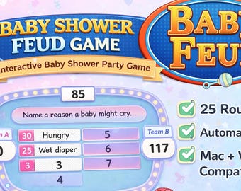 Divertido juego para baby shower, actividad de PowerPoint para fiestas familiares, descarga digital