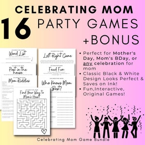 Moms Birthday Games Moms Birthday Activity Family Game Bundle Game for Mom Birthday Virtual Party Games Moms Birthday, Gifts for Mom Bday
