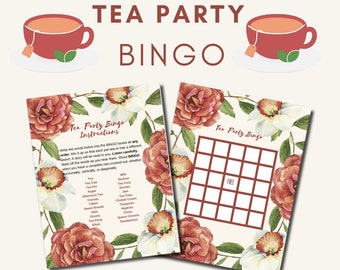 Bingo de fiesta de té floral: actividad imprimible (descarga en PDF)