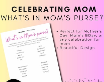 Juego del Día de la Madre: ¿Qué hay en el bolso de mamá? (Descarga digital)