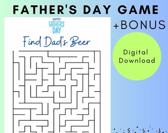 Juego del Día del Padre: Encuentra el laberinto de cerveza de papá (PDF imprimible)