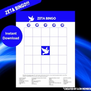 Zeta Phi Beta Game Zeta Phi Beta Bingo Zeta Phi Beta Gift Zeta Founders Day Activity Zeta Phi Beta Paraphernalia Sorority Gift ZPB Divine 9