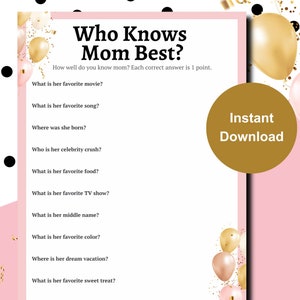 MOM BIRTHDAY GAME Geburtstagsparty Spiel für Mama, die beste Spiel Geburtstagsspiel für sie Geschenkideen für Mama weißt feiern Mama Geburtstagsgeschenkideen