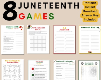 JUNETEENTH GAME Juneteenth Game Bundle Trivia Game for Juneteenth Party Game Juneteenth Activity Juneteenth Quiz Black History Game Bingo