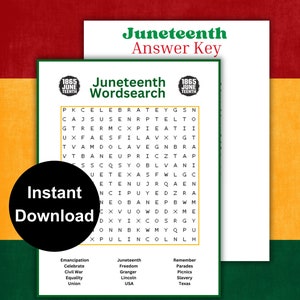 Juneteenth Wordsearch Game: Printable Black History Activity (PDF)