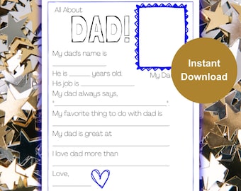 Todo sobre mi papá (imprimible): Juego para completar del Día del Padre (PDF)