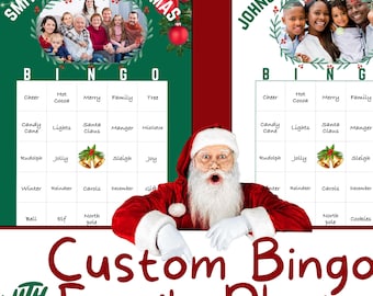 Bingo navideño personalizado: Juego navideño con fotos familiares personalizadas (imprimible)