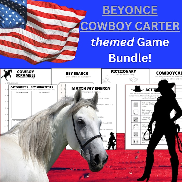 BEYONCE COWBOY CARTER,  Game Bundle, Beyonce Party, Cowboy Carter party, printable Beyonce Game, Beyhive Game,Beyonce Bachelorette idea