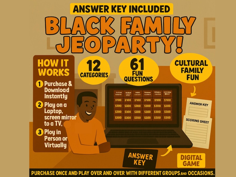 Black Family Trivia Jeoparty Game: Digital Download for Game Night - Etsy