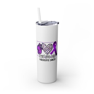 Fight Love Cure Skinny 20oz Tumbler with Straw, Cancer Support Gift