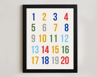 NUMBERS sign | Alphabet framed sign | Wall hanging | Kids room decor | Playroom wall decor | Classroom decor | Playroom sign