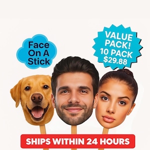 Face on A Stick Big Head Cutouts Big Head Graduation Face Bachelorette Party Sports Game Birthday Decorations Fat Head