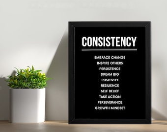 Consistency Wall Art framed, Entrepreneur Motivational Office Decor, Motivational wall art