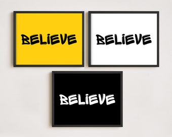 Believe framed sign, Motivational wall art, Coffee sign