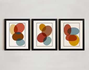 Abstract Wall Art - Abstract Geometric Wall Art Print - Modern Wall art - Framed Wall Art Set of 3 - Minimalist Gallery Wall Set