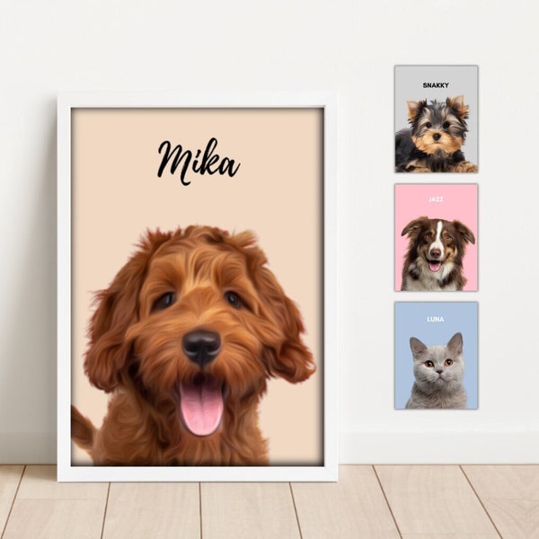 Custom Pet Portrait From Photo Custom Cat Portrait Custom Dog Portrait Pet Remembrance Gift Custom Dog Drawing Custom Dog Paintings