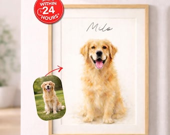 Custom Watercolor Pet Portraits Using Pet Photo, Personalized digital Dog Portraits, Cat Portraits, Custom Dog Portraits, Pet Memorial