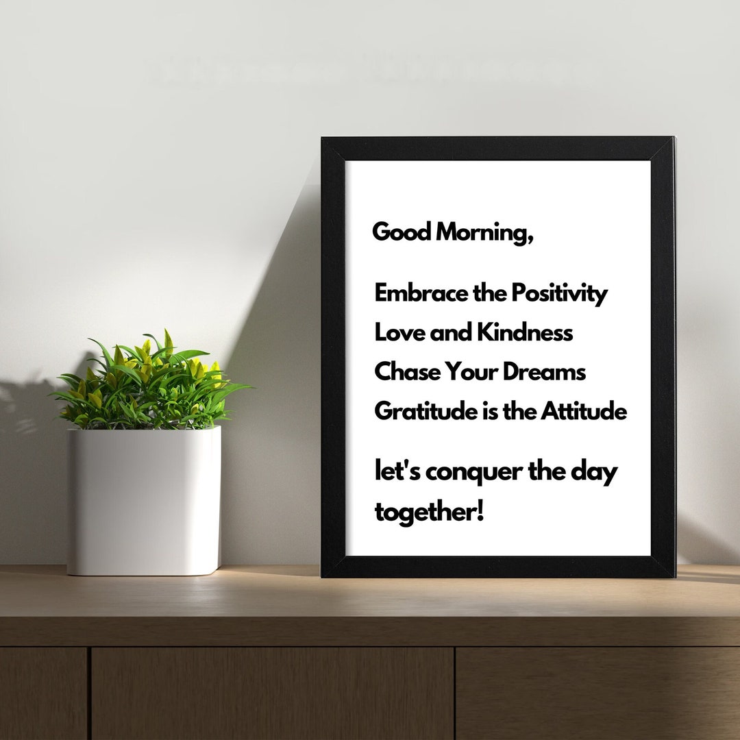 Good Morning Quotes Wall Art Motivational Wall Art Positive