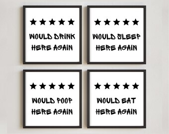 Would poop here again framed sign, Funny bathroom wall decor sign