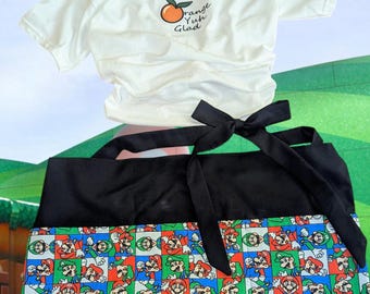 Delantal de Super Mario con estampado de cuadros y 3 bolsillos