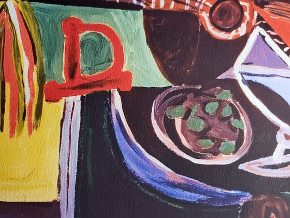 After  Pablo Picasso - Pablo Picasso Estate Hand Signed Cubist Abstract Lithograph Two Pigeons Doves